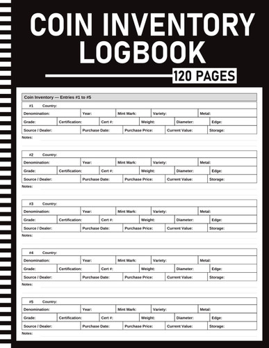 Coin inventory log - coin, book: