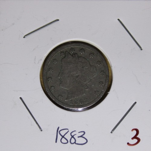 1883 liberty nickel with no - v,