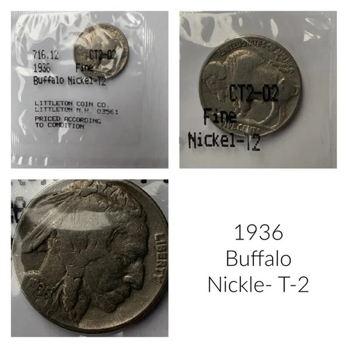 1936 buffalo nickel - buffalo, fine